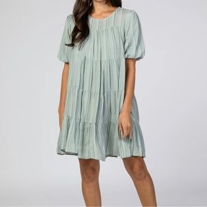 PinkBlush Mint Green Tiered Dress
